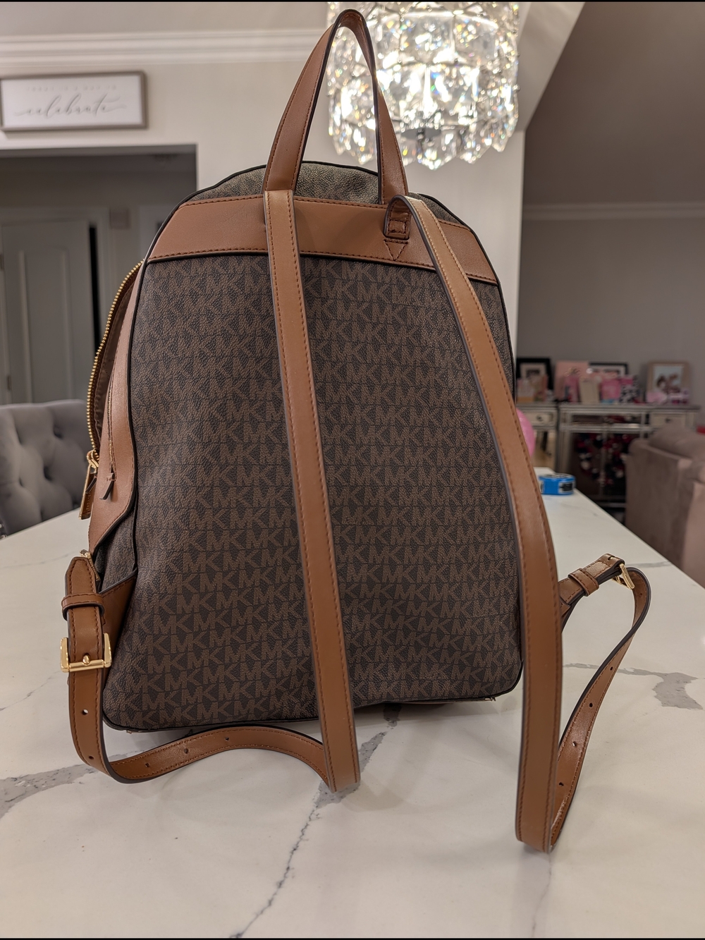 Michael Kors Jaycee Large Zip Pocket Backpack In Brown - Picture 2 of 12
